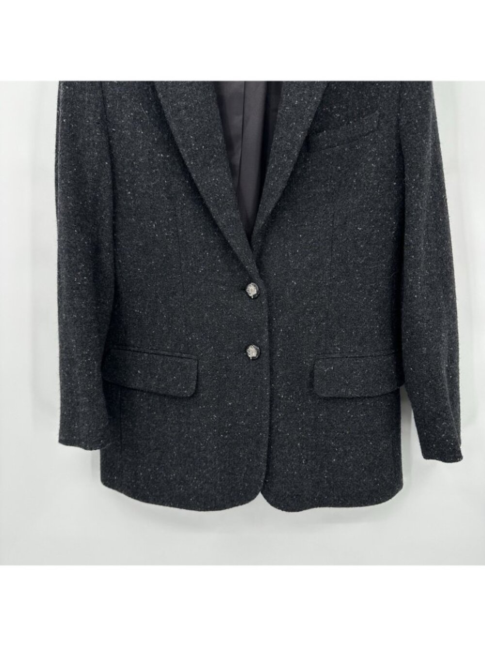 LAUREN RALPH LAUREN jacket blazer charcoal gray 8P equestrian horse head buttons - Picture 4 of 8